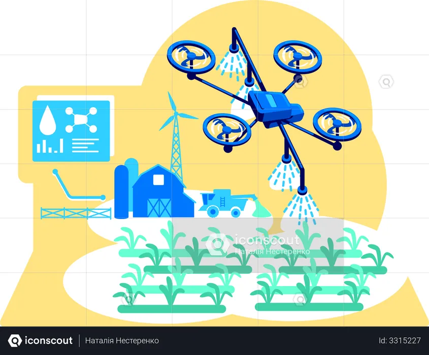 Futuristic irrigation  Illustration