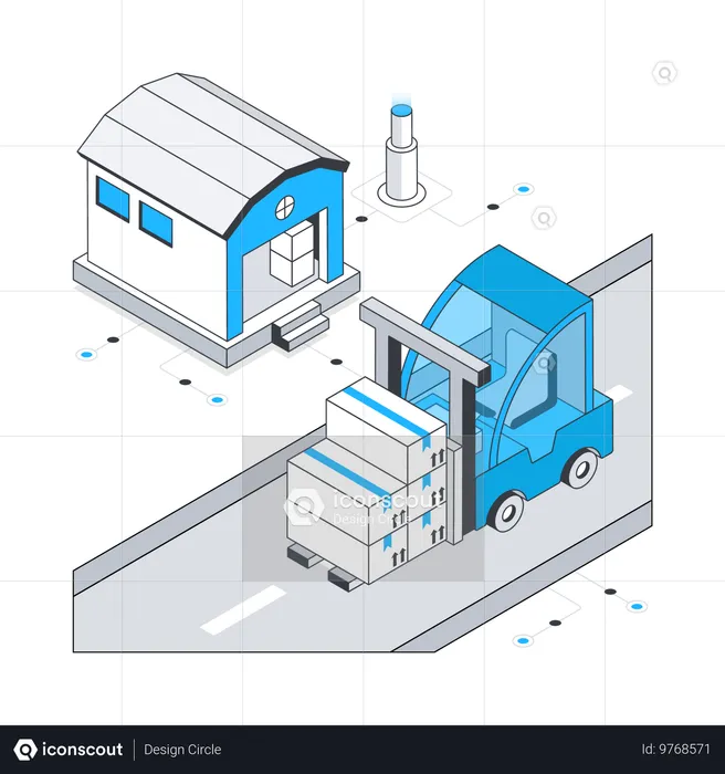 Gabelstapler im Lager  Illustration