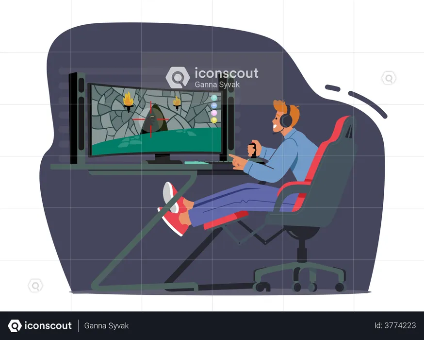 Premium Vector  Game addiction. teenage gamer with computer and