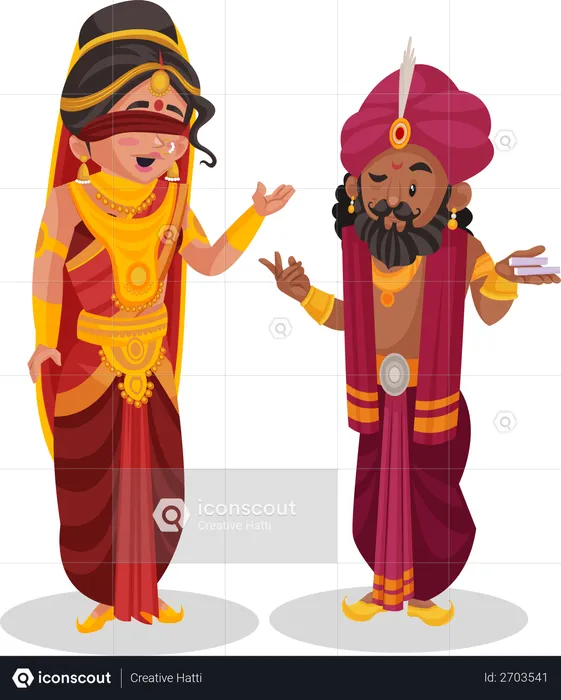 Gandhari and Shakuni  Illustration