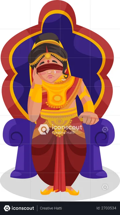 Gandhari sitting on throne  Illustration