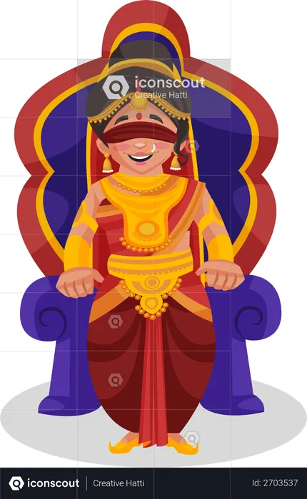 Gandhari sitting on throne  Illustration