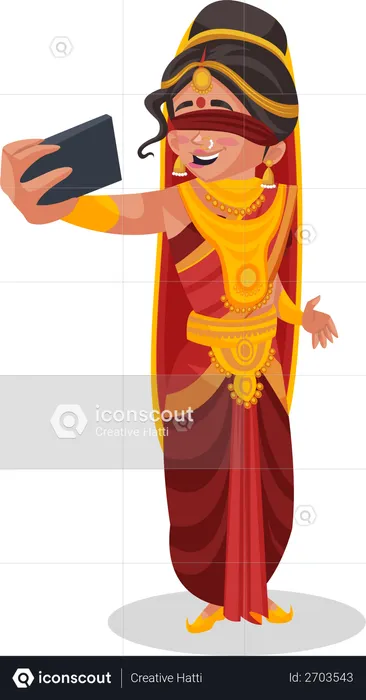 Gandhari tirando selfie  Ilustração