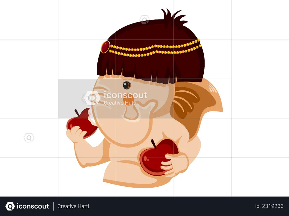 Ganesha eating apples  Illustration