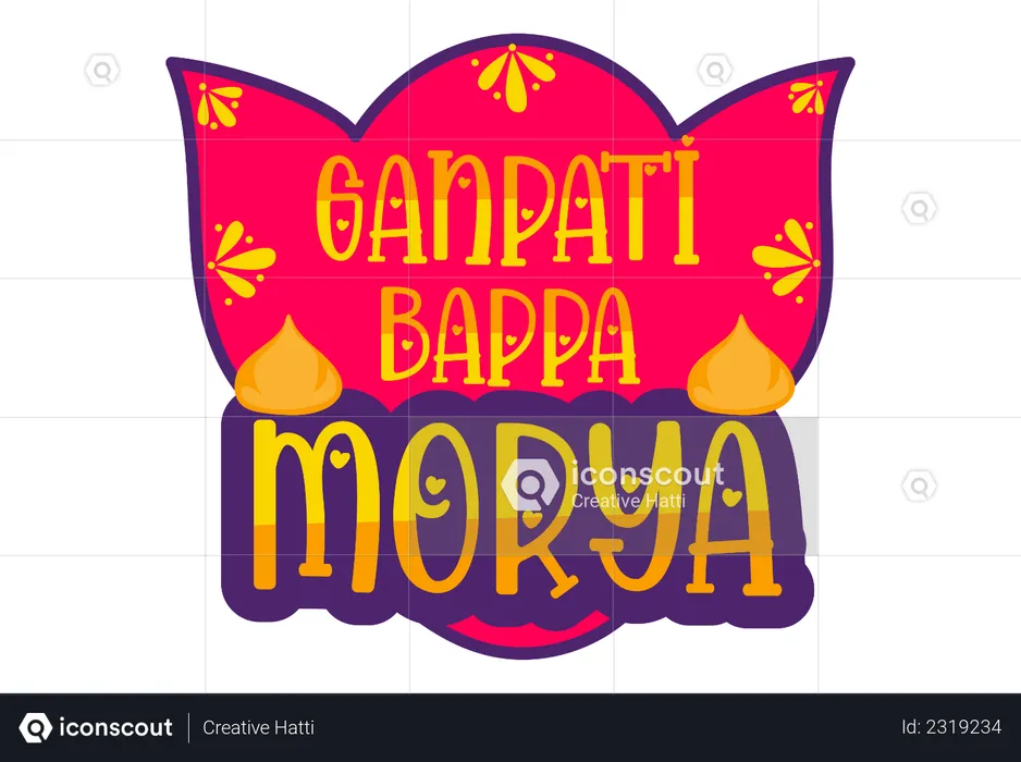 Ganpati bappa morya badge  Illustration