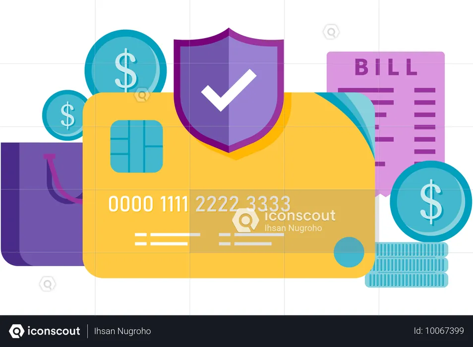 Garantía de seguridad de las transacciones mediante la aplicación de compras  Ilustración