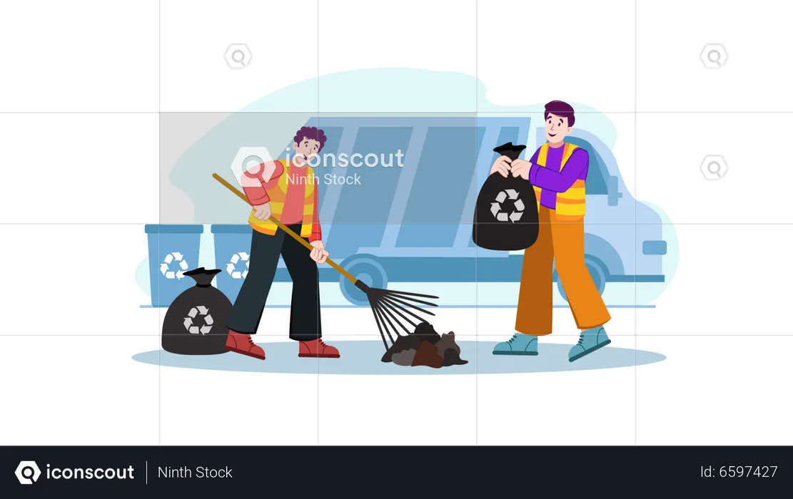 Garbage Cleaning Worker  Illustration