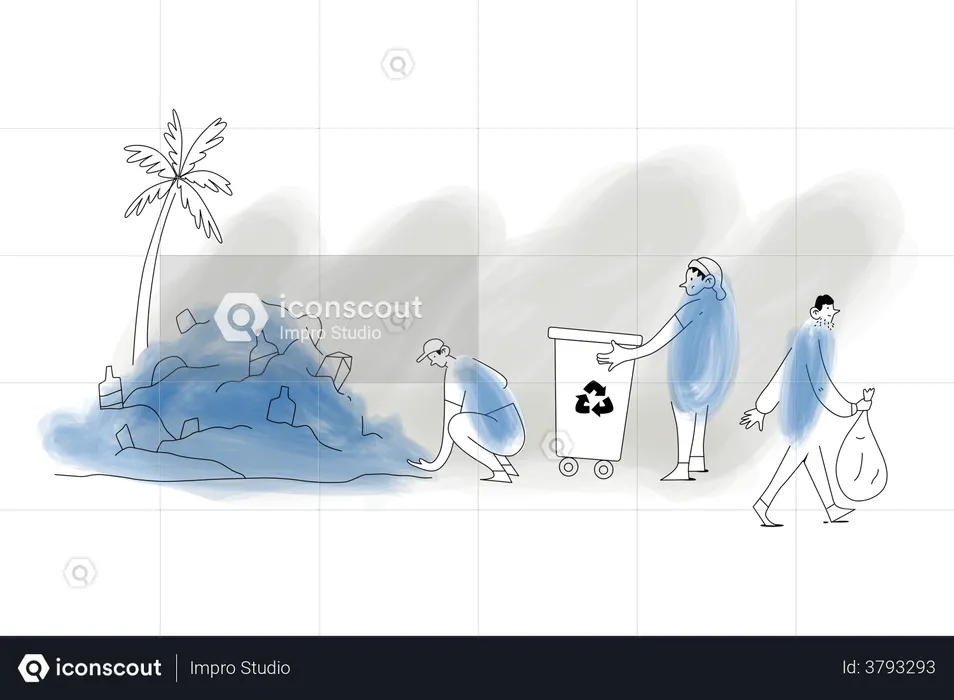 Garbage recycling to reduce land pollution  Illustration