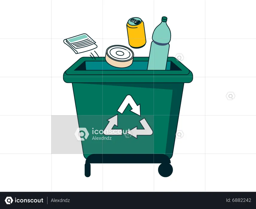Garbage throw in recycle can  Illustration