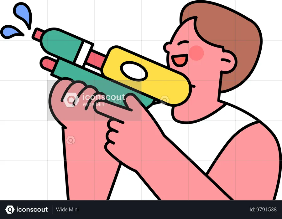 Garçon bénéficiant d'un pistolet à eau  Illustration