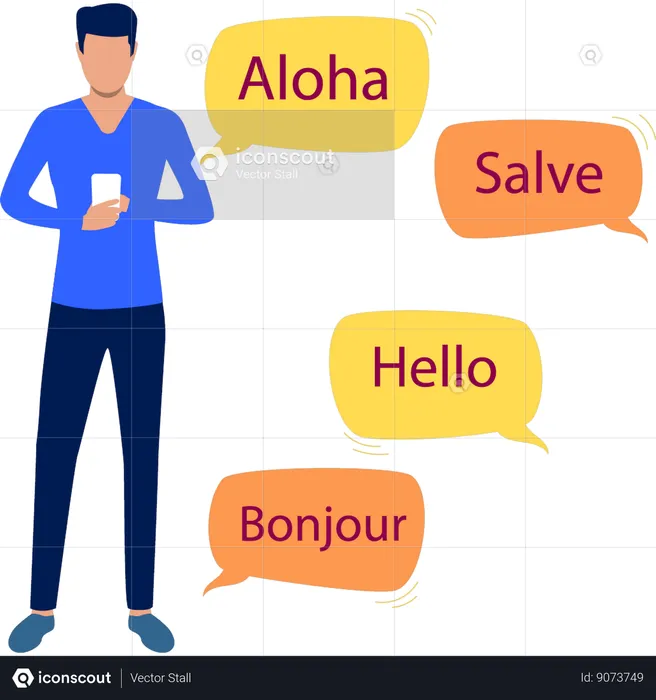 Un garçon apprend des langues multilingues  Illustration