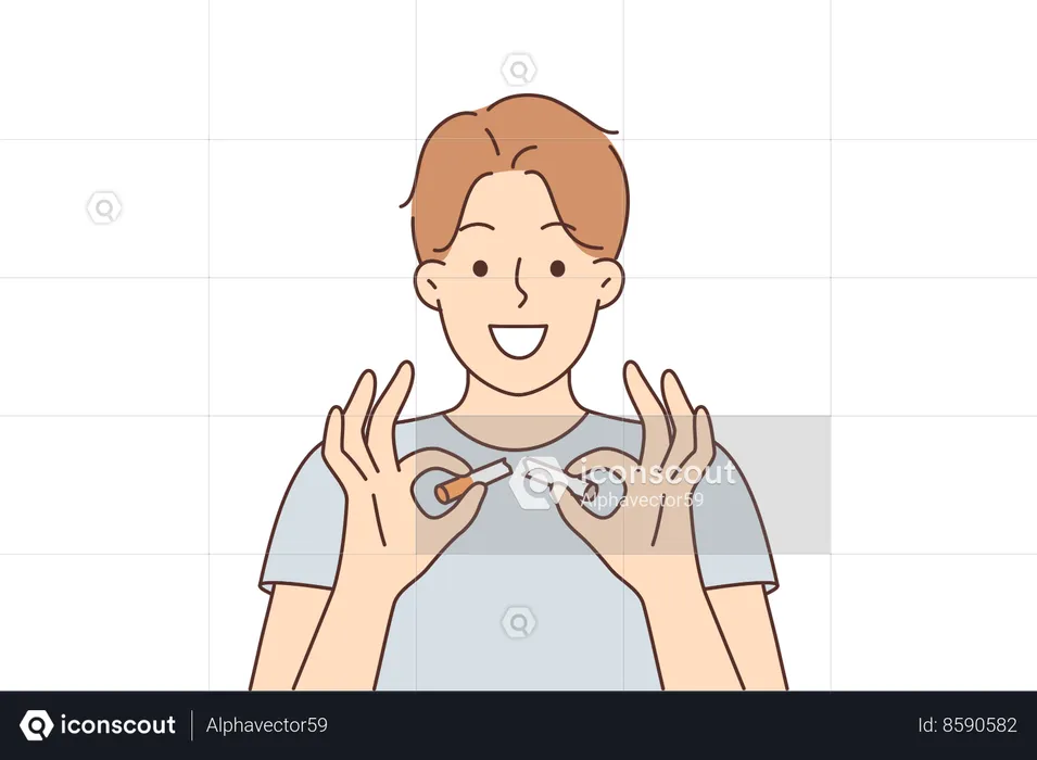 Un garçon arrête de fumer  Illustration