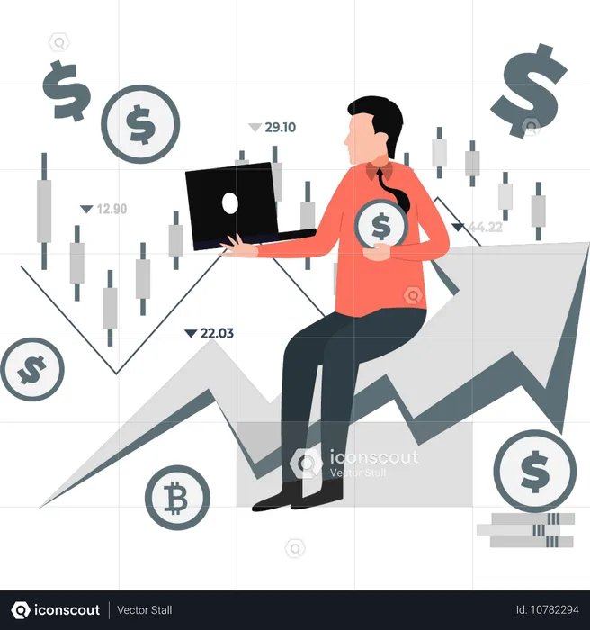 Garçon assis sur une flèche de croissance  Illustration