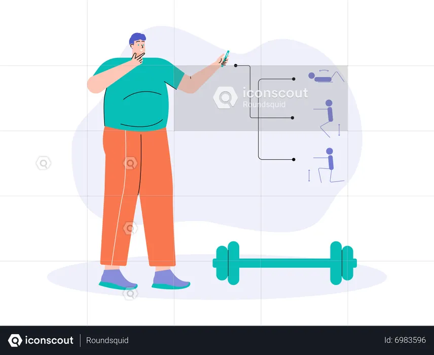 Garçon avec plan d'entraînement  Illustration