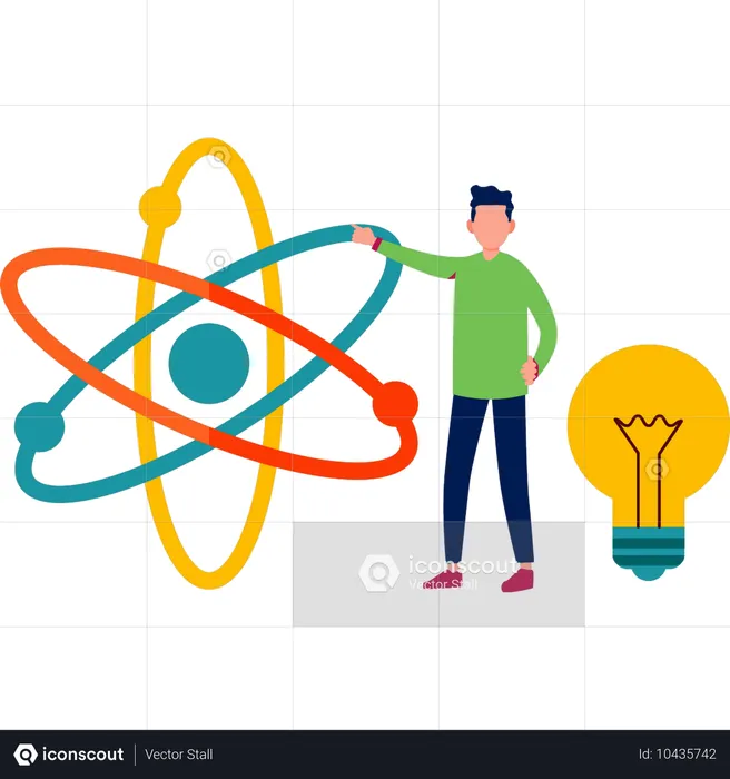 Un garçon qui a de nouvelles idées sur la structure chimique  Illustration