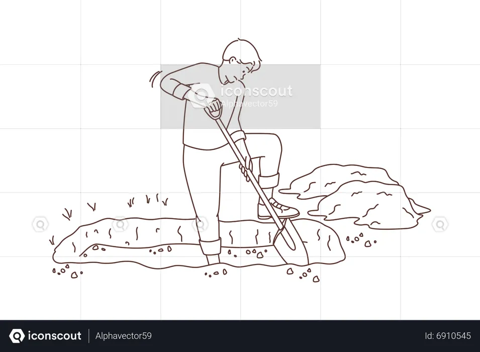 Garçon creusant une tombe  Illustration