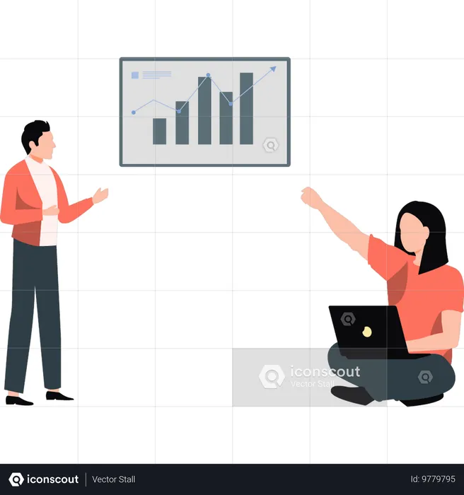 Garçon définissant un graphique analytique  Illustration