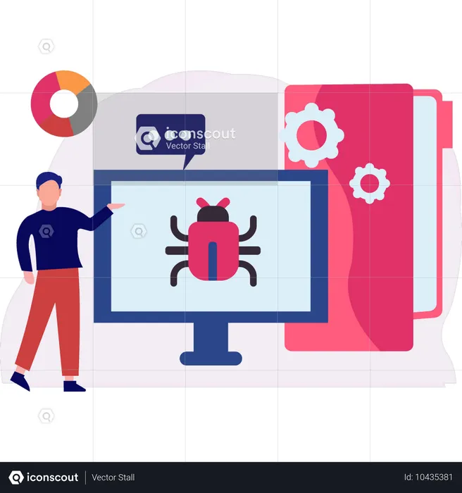 Un garçon discute d'un virus  Illustration