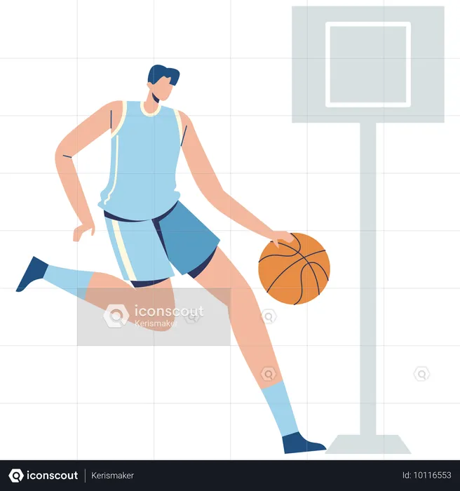 Garçon dribblant au basket  Illustration