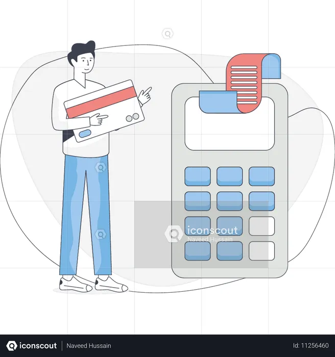 Garçon effectuant un paiement avec une carte  Illustration