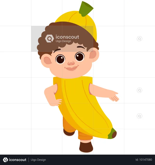 Garçon en costume de banane  Illustration