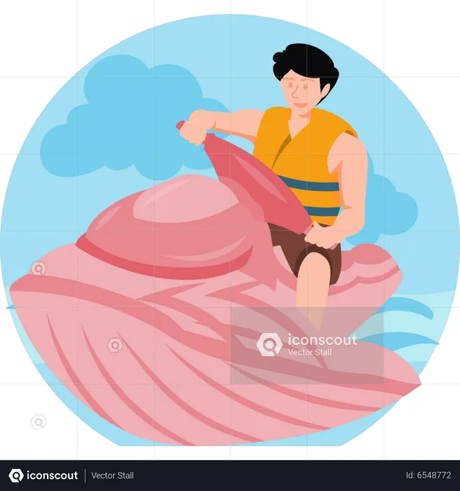 Garçon faisant du jet ski  Illustration