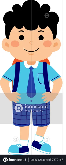 Garçon étudiant avec uniforme scolaire  Illustration