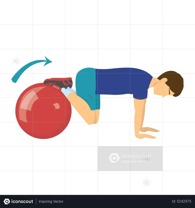 Garçon exerçant avec un ballon de gym  Illustration