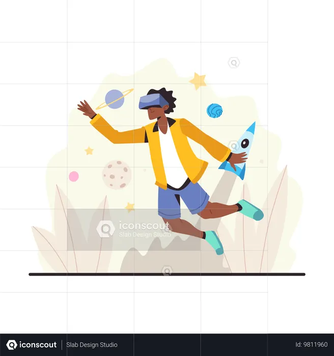 Garçon explorant le métaverse  Illustration
