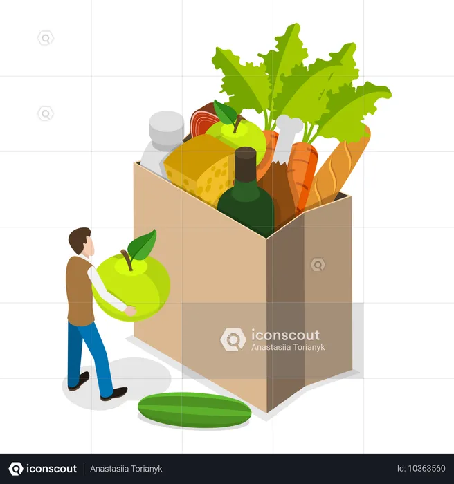 Garçon faisant les courses  Illustration