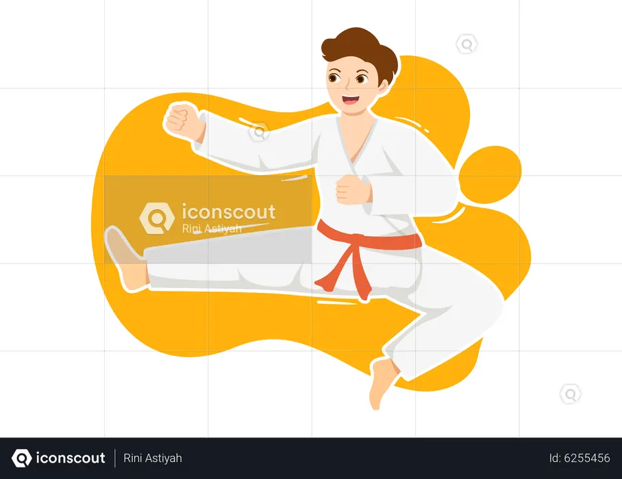 Garçon faisant du taekwondo  Illustration