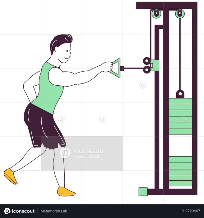 Garçon travaillant sur une machine à câble  Illustration