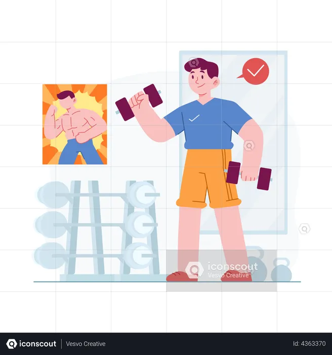 Garçon faisant des exercices de biceps  Illustration