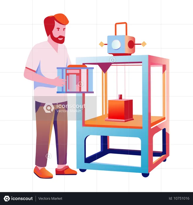 Garçon faisant une impression 3D  Illustration