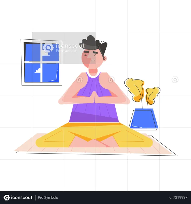 Garçon faisant la pratique du yoga  Illustration