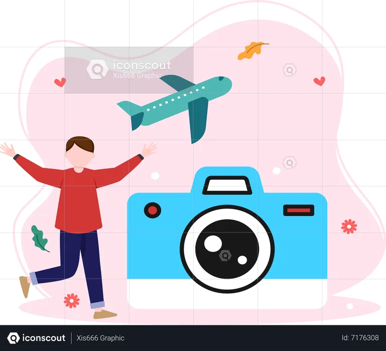 Garçon faisant de la photographie de voyage  Illustration