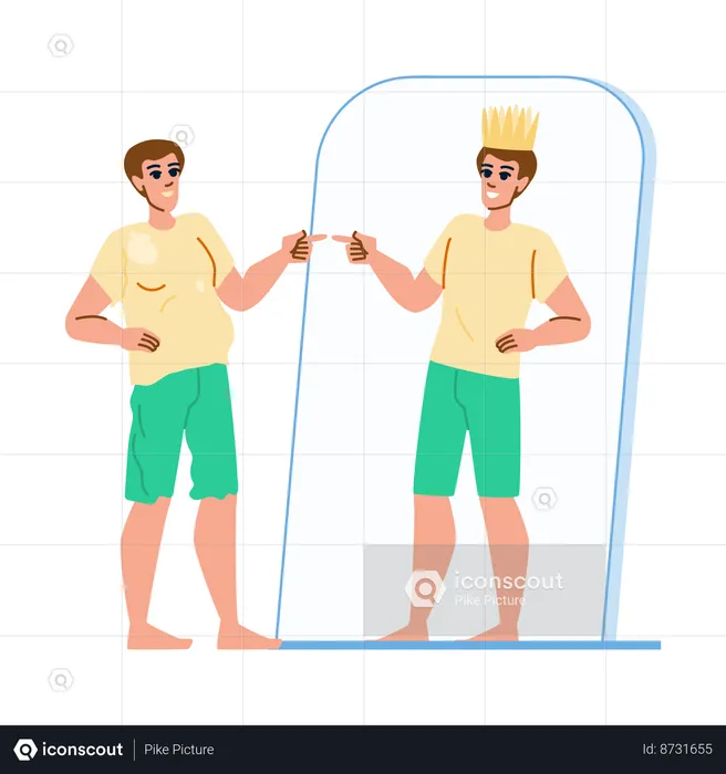 Le garçon fantasme sur la couronne de sa tête  Illustration