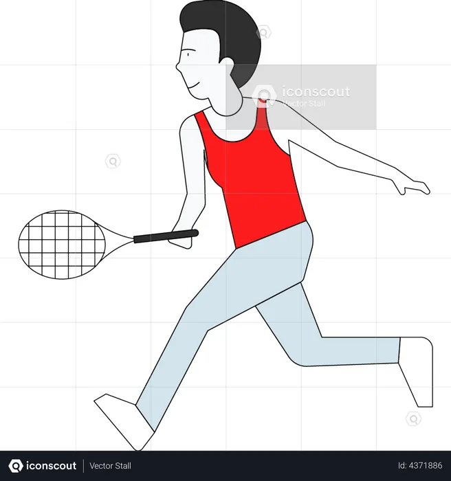 Garçon jouant au badminton  Illustration