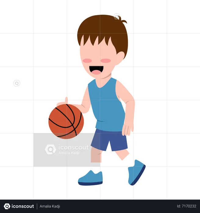 Garçon jouant au basket-ball  Illustration