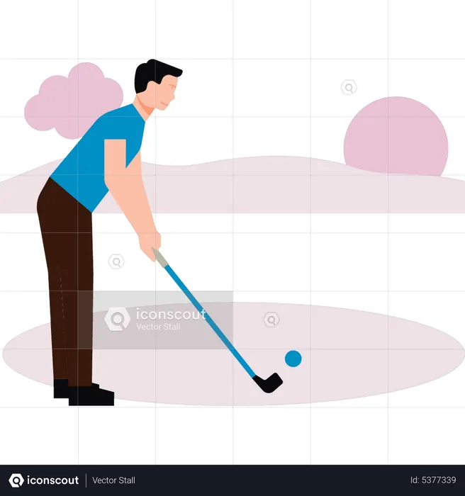 Garçon jouant au golf  Illustration