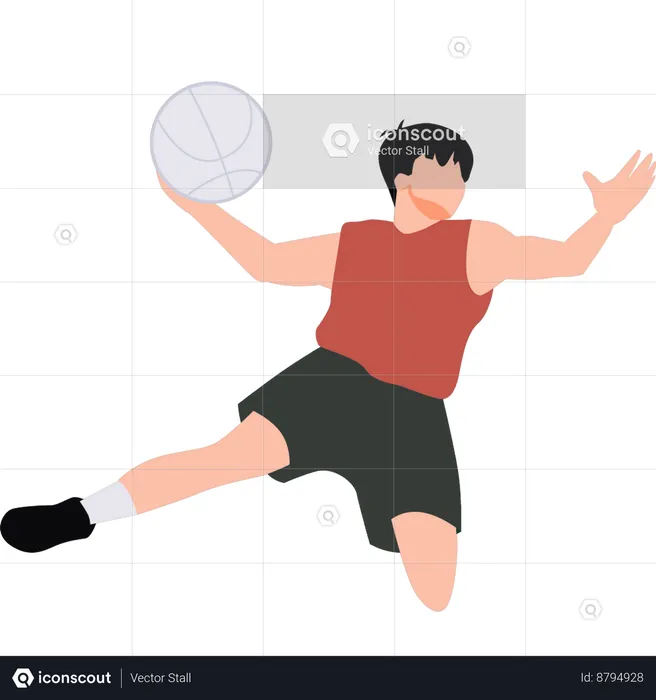 Le garçon joue au basket  Illustration