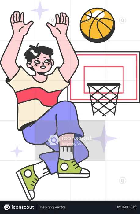 Le garçon joue au basket  Illustration