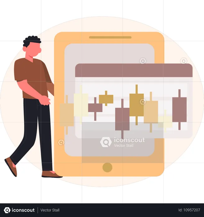 Garçon montrant une présentation d'analyse  Illustration