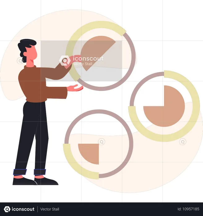 Garçon montrant des données d'analyse  Illustration