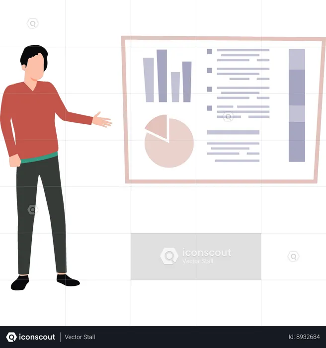 Garçon montrant le graphique des finances  Illustration