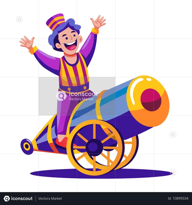 Garçon montrant un canon de cirque  Illustration