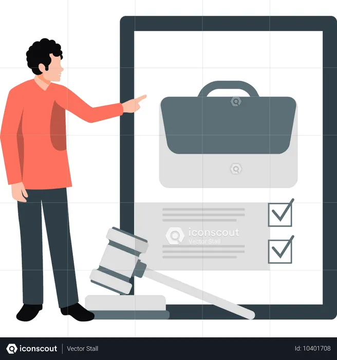 Garçon montrant un sac  Illustration