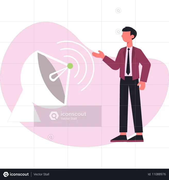 Garçon montrant un signal d'antenne  Illustration