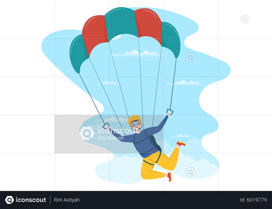 Garçon plongeant dans le ciel  Illustration