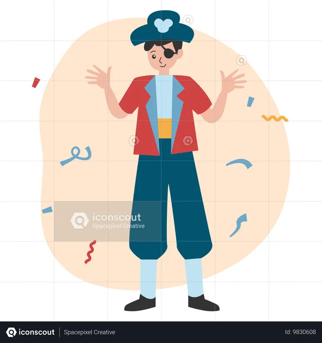 Garçon portant un costume de pirates  Illustration